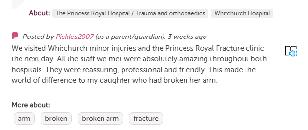 #TalkToUsTuesday Fantastic feedback received via @careopinion for the Princess Royal Hospital. #PartnershipWorking #PatientExperience #WhatMattersToYou