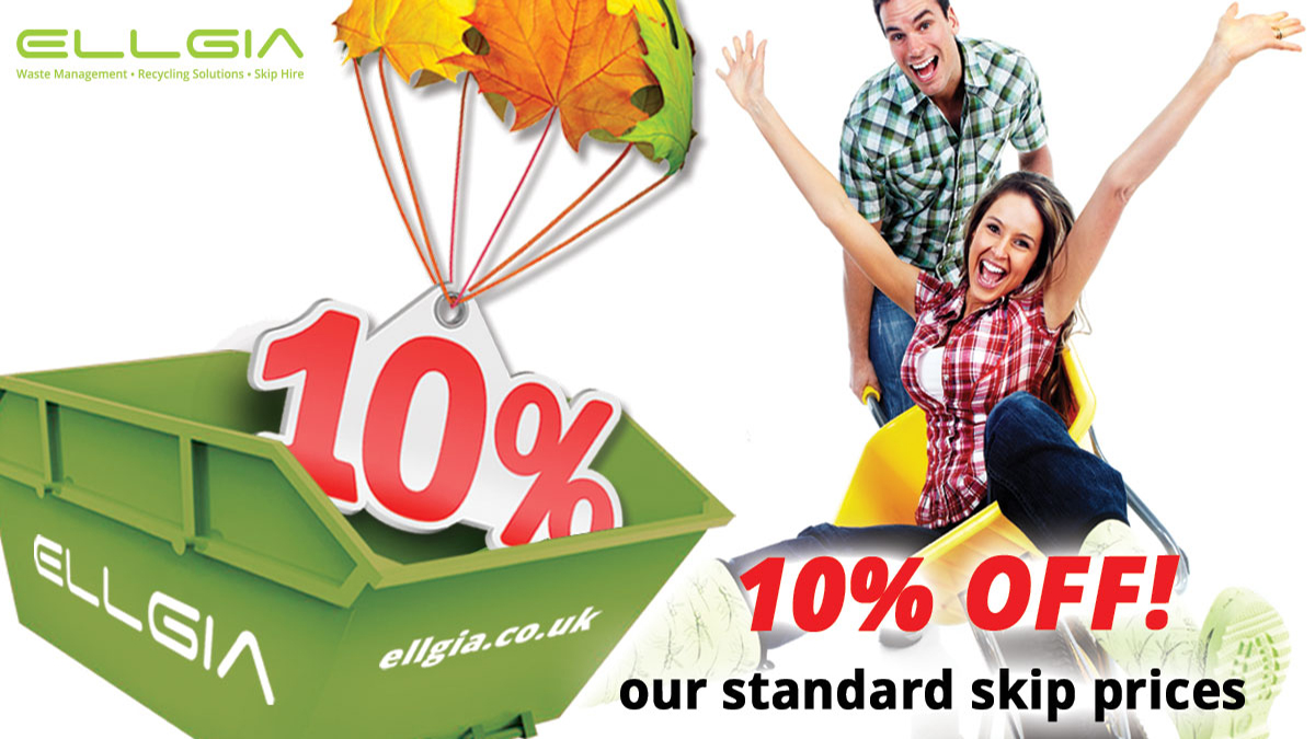 Ellgia have the ideal skip size waiting for you this Autumn with 10% DISCOUNT on all skips between now and the 30th of November. Call now on 01353 688 354 (Prickwillow Depot) or 01724 277299 (Scunthorpe Depot) quoting the reference AUTUMN10
