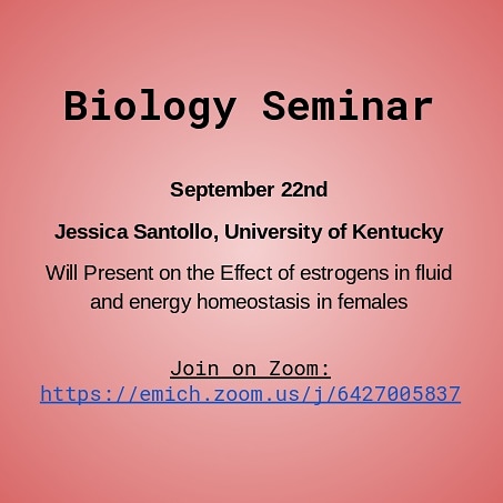 NeuroscienceIn1's tweet photo. This afternoon at 3:30PM, the biology department is hosting a seminar on Zoom! Check it out if you're interested! https://t.co/Do0vWp3Tnb