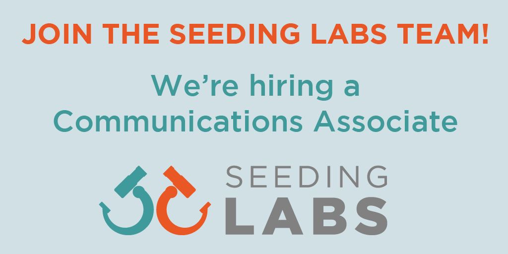 SeedingLabs's tweet photo. Are you a scientific storyteller? We're looking for a Communications Associate to (remotely) join our team and help us share the impact of our work around the world. Check out the job description, and please share! #SciComm #NonprofitJob https://t.co/boP9y8vkY4 https://t.co/BkjdUbPftT