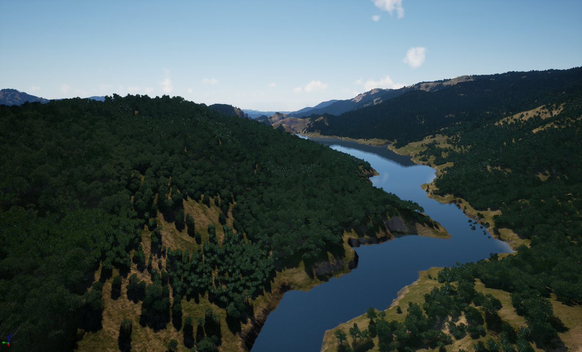 Lake shorelines refined to 10m resolution. #UE4 <a href="/UnrealEngine/">Unreal Engine</a>