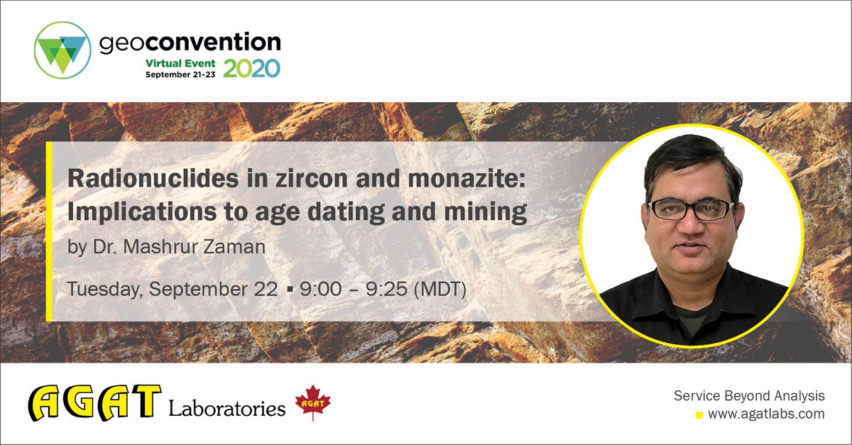 AGATLabs's tweet photo. Attending @GeoConvention? Don't miss this insightful presentation by AGAT's Dr. Mashrur Zaman, starting in a few minutes!
#GeoConvention2020 #Geocon2020 #OilandGas #Geology #Geoscience #Petrology #LaboratoryServices #CanadianLab https://t.co/CfrRivKMgp