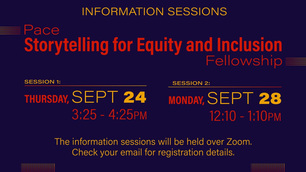 The Pace Storytelling for Equity and Inclusion Fellowship provides mentoring and a paid summer 2021 internship to eligible 2nd and 3rd year students in support of developing diverse voices and authentic stories. Join an upcoming infosession! bit.ly/3msZ0Uu