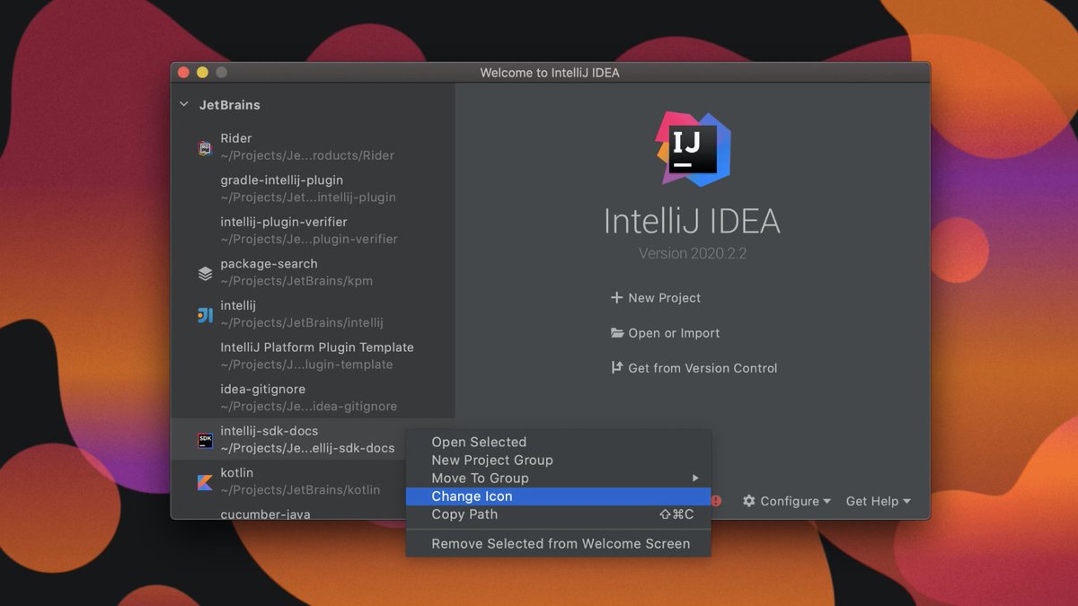 hszanowski's tweet image. Working on multiple projects? Does any of them have a fancy icon available?
Make use of it!

#IntelliJIDEA #GettingToKnowIntelliJ