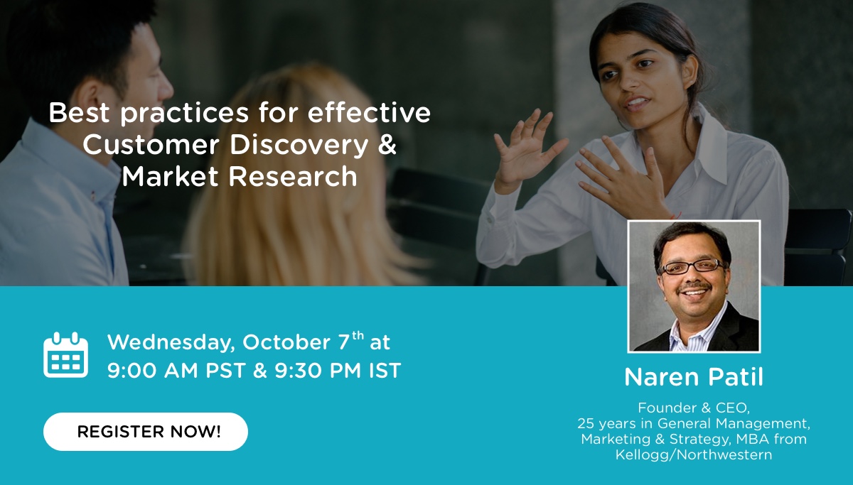 StartupWind's tweet photo. Join our FREE #webinar on ‘Best Practices for Effective Customer Discovery and Market Research’ on 7th October, 9.00 AM PST & 9.30 PM IST.
Registration link: https://t.co/5Kmrjo13MP
#webinaralert #customerdiscovery #marketresearch #startupwind https://t.co/ULaIS1liPz