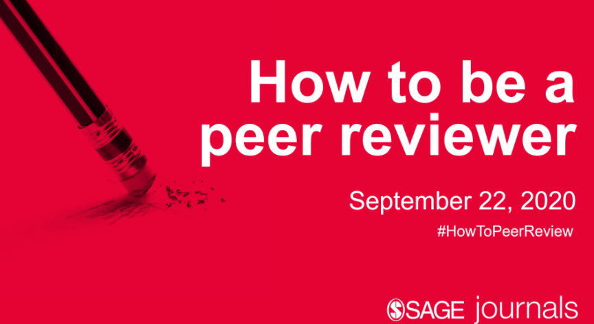 Sage_Publishing's tweet photo. We've just started our webinar on peer review & will be live-tweeting tips shared from our panelists throughout. Watch this space for the next hour and make sure to tweet your questions using #HowToPeerReview.
#PeerRevWeek20 https://t.co/gsMbPBkffh