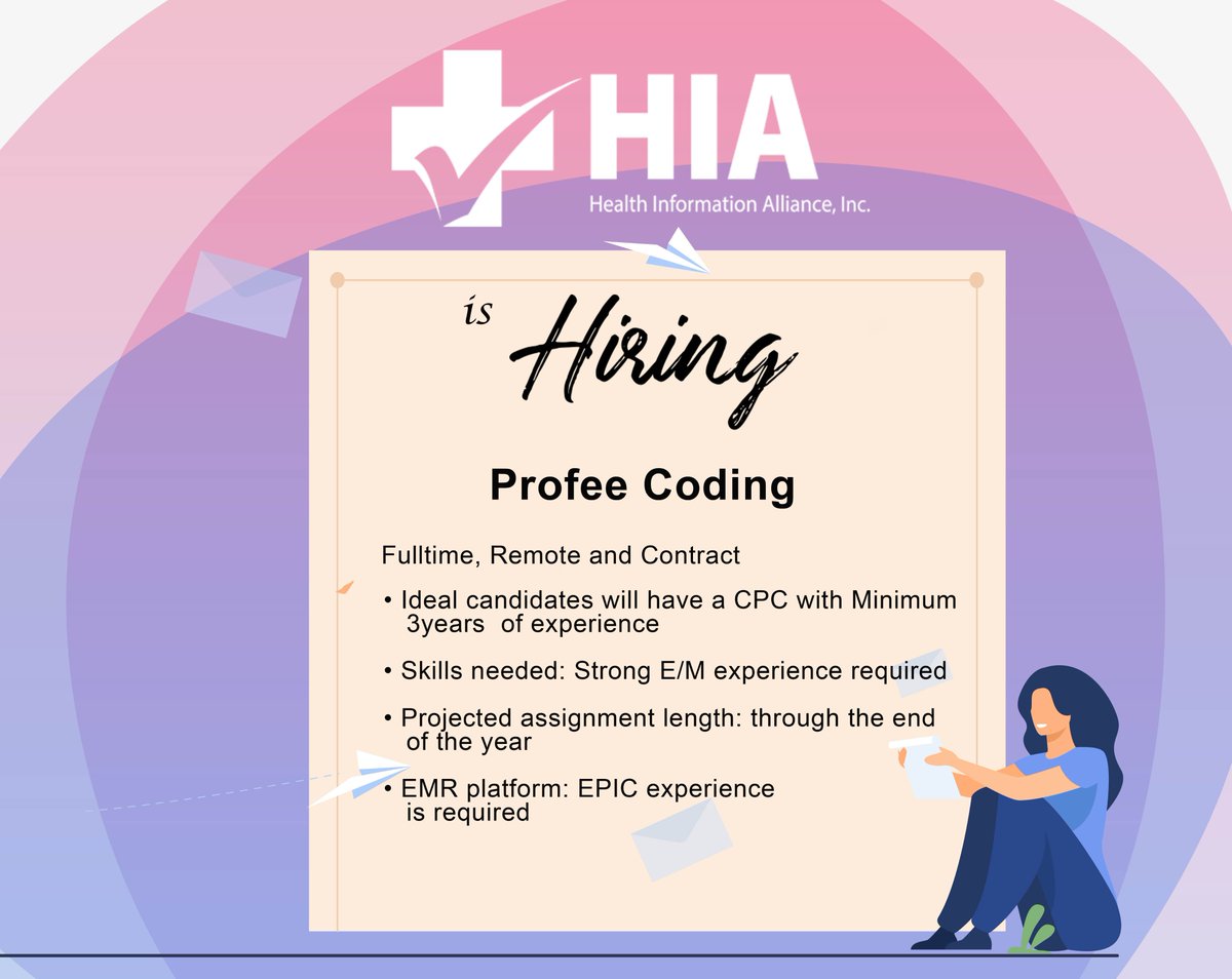 HIA_CoreMeasure's tweet image. We are currently seeking a Pro Fee Coder for our growing Medical Coding Division. Apply here
healthinformationalliance.com/career/pro-fee…
#ProfeeCoder #medicalcoder #UShospitals #ICD10 #medicalcoding