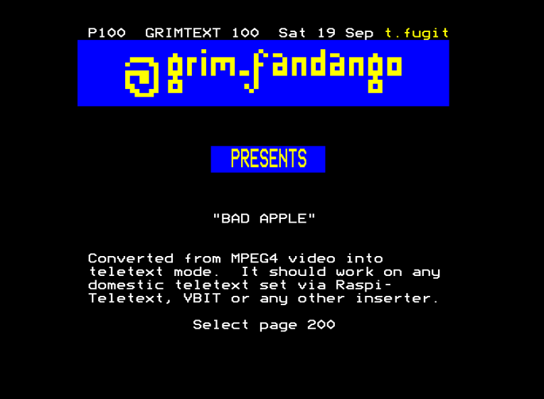 margen desinfektionsmiddel Satire The Teletext Archaeologist on Twitter: "Here's the T42 file for Bad Apple -  you'll need to unZIP it to use it. If you don't have access to a way of  playing it