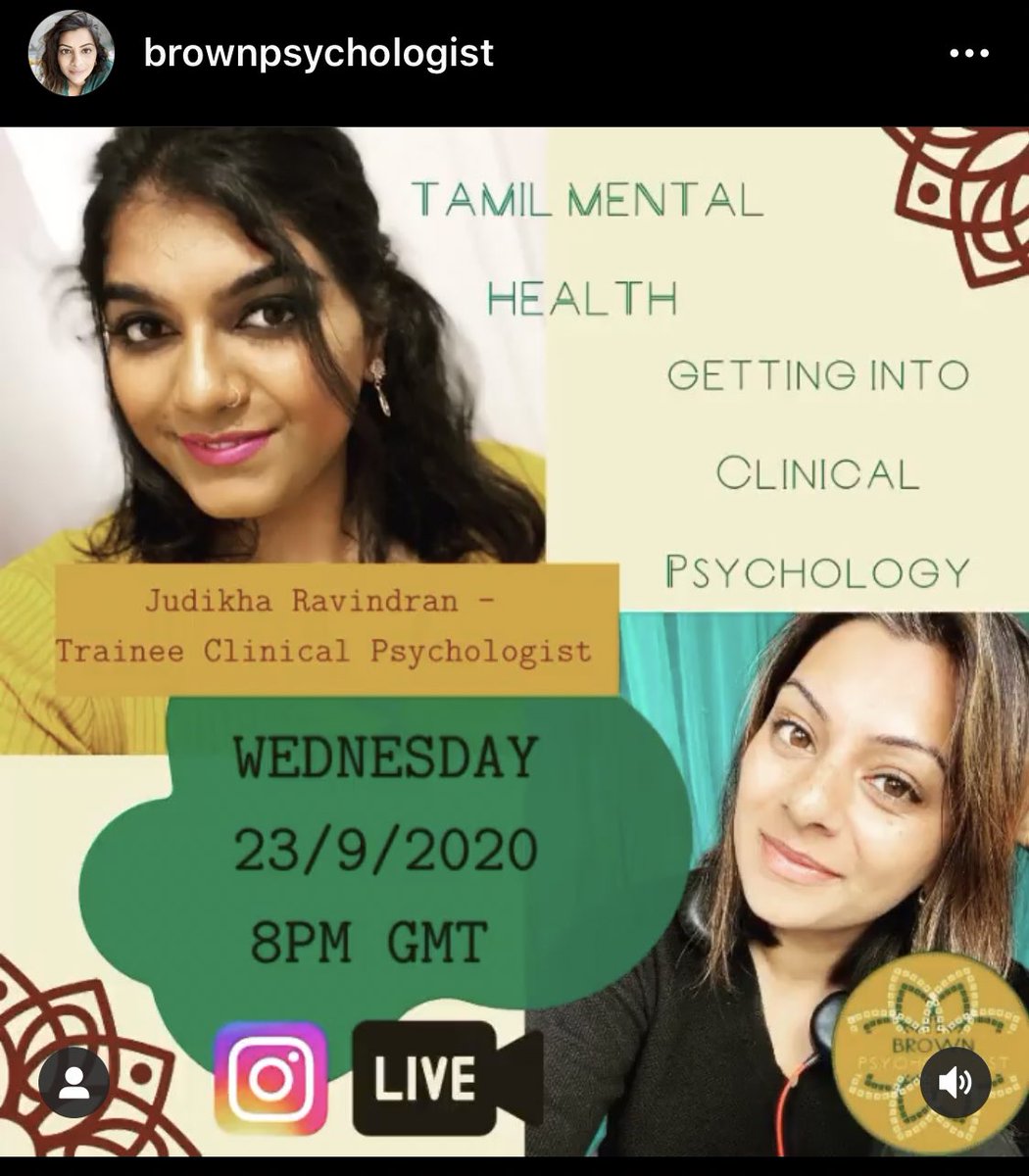 Join @brownpsych and I tomorrow at 8pm to discuss all things #dclinpsy #asianmentalhealth #tamilmentalhealth on #IGlive