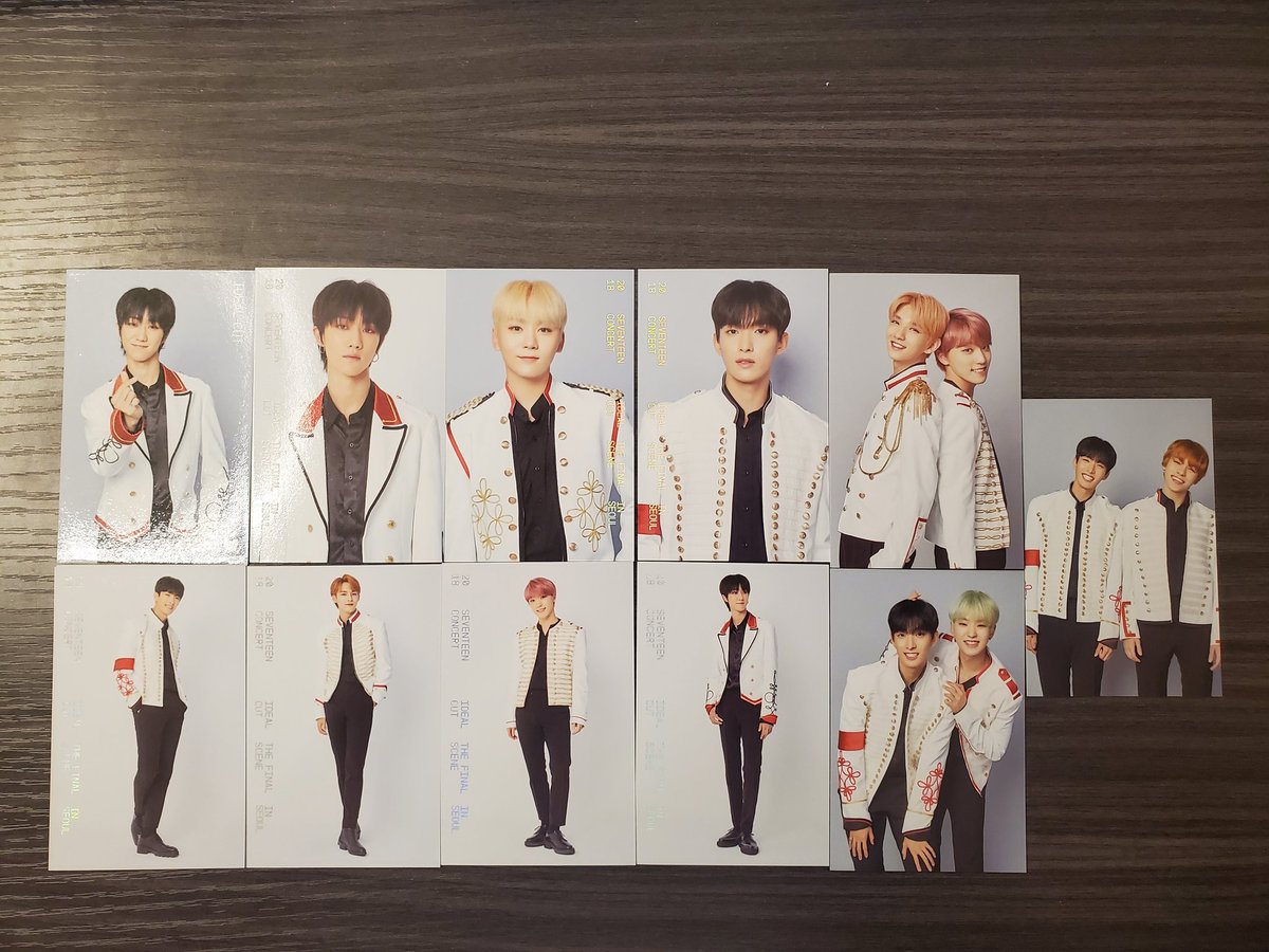seventeen ideal cut final scene in SEOUL concert trading cards pcs• $1.50 for solo cards• $2.50 duo cards• all for $12 (preferred)