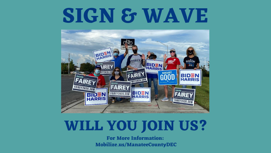 DemocratManatee's tweet photo. We are having SO MUCH FUN at our Sign & Wave events!
To confirm date, time, and locations check out https://t.co/zyL3VS59hd
We hope to see you at one of our events. Remember to wear a mask and social distance!!
#VoteToVictory #ManateeTogether #FLAPol#DefeatTrumpFL #VoteFLDems https://t.co/QmF7Gd0vji
