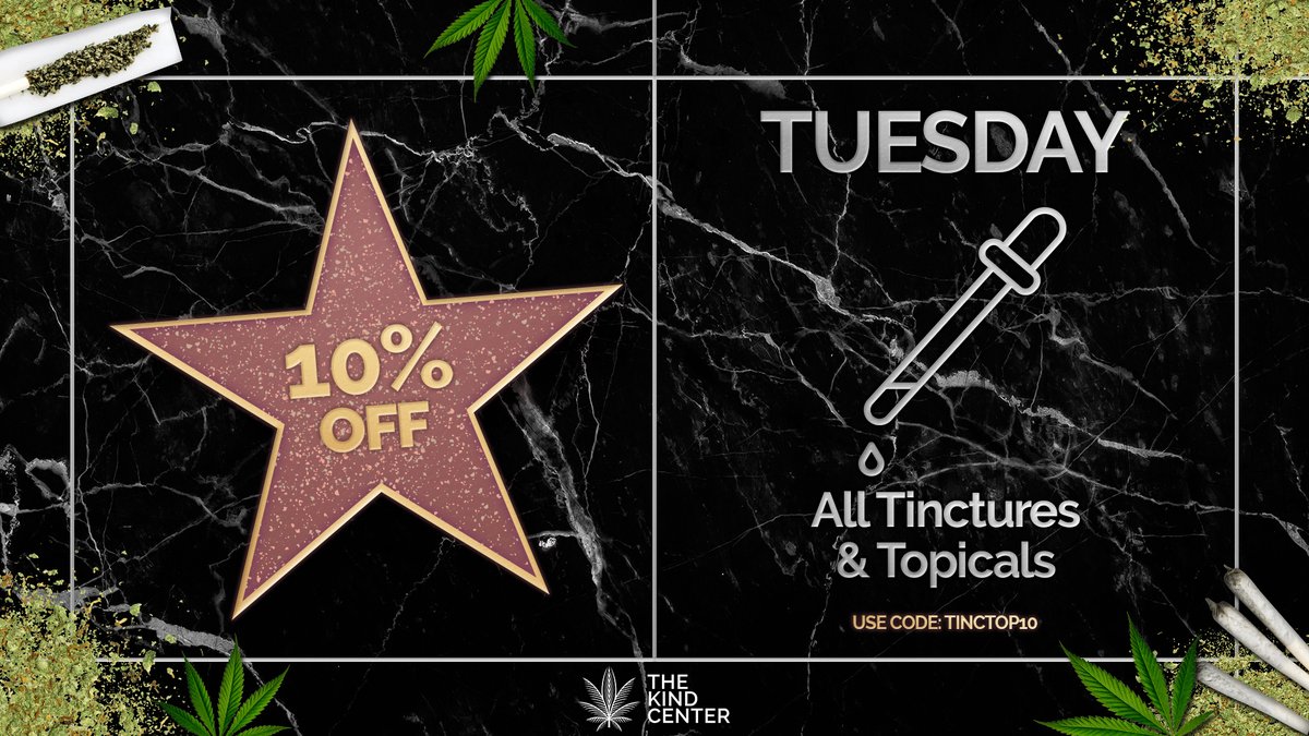 kindcenter420's tweet photo. Rub it in! You're getting topicals and tinctures for 10% off today.

https://t.co/2VTCSui2Jn

#CannabisDeals #CannabisCommunity #WeedDeals #WeedSpecials #TheKindCenter https://t.co/fW5w53wwD8