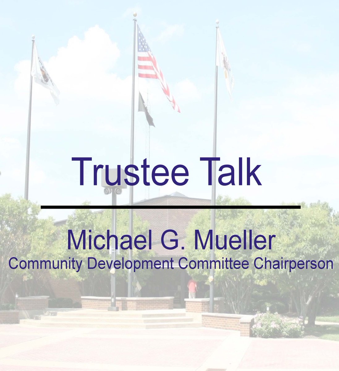 VillageTinleyPk's tweet photo. In this new series, elected officials from the Tinley Park Village Board will discuss issues related to the activities of the committees they chair. 
Read Community Development Committee Chairperson, Michael G. Mueller’s, Trustee Talk here: https://t.co/dktdBdZpK6 https://t.co/J9tcYWkyKS