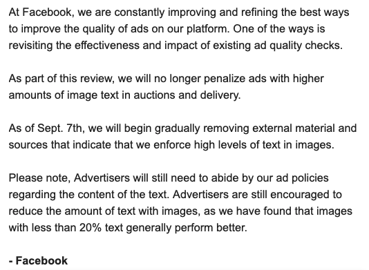 MattNavarra's tweet image. BIG news for Facebook advertisers: 

Facebook is killing its &apos;&amp;lt;20% text in image&apos; rule for ads

Source: Facebook