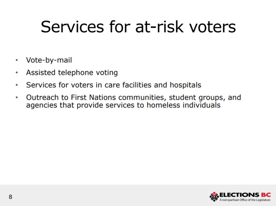 Lastly, there will be services provided for at-risk voters including vote by mail, assisted telephone voting and other methods  #bcpoli  #covid19  #electionsbc  #bc  #cityofpg  @PGMatters