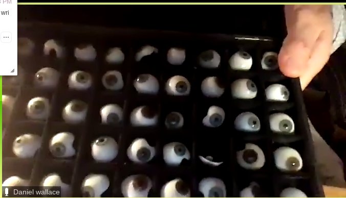 CSWritersatWork's tweet image. ICYMI: Part of Daniel Wallace&apos;s glass eye collection from last night&apos;s interview. 👀 #CSWritersAtWork