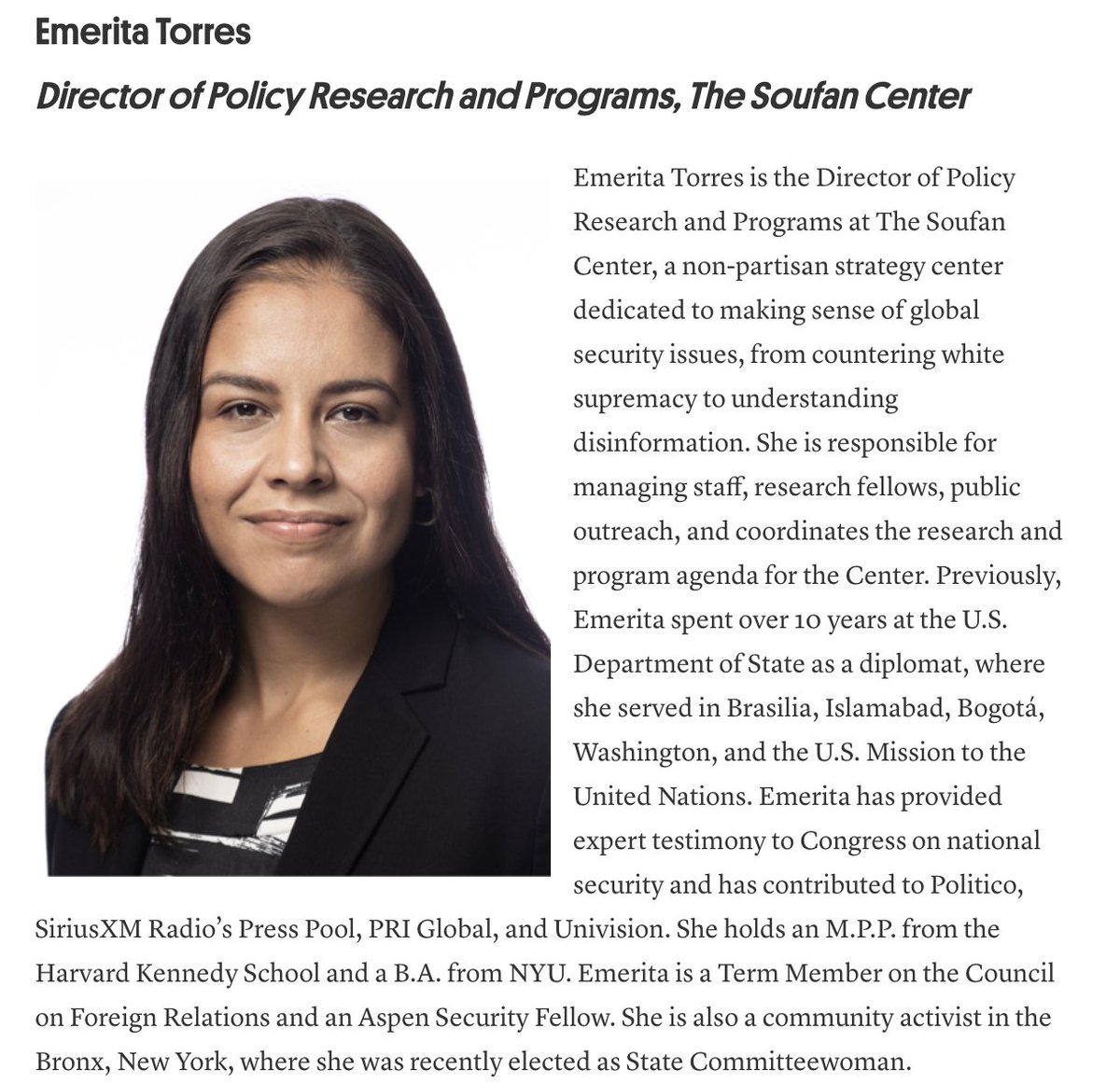 As we continue to celebrate #HHM2020, we would like to congratulate <a href="/EmeritaTorresNY/">Emerita Torres (she/her)</a>, MPP '09 and HJHP alumna, for being named a 2020 #NextGenNatSec Latino Leader by <a href="/NewAmerica/">New America</a> and <a href="/NatSecDiver/">Diversity in National Security Network</a>! 🎉 Congratulations, Emerita!