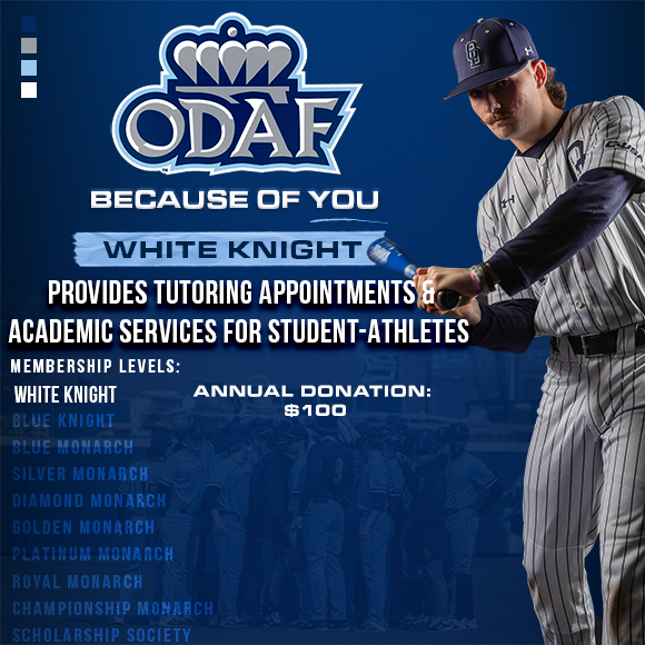OldDominionAF's tweet photo. When you support #ODAF at the white knight level, you help provide academic services for @ODUSports student-athletes.
Thank you to all of our donors who make a positive impact on our student-athletes!
____________________________
@ODUBaseball | #SustaintheReign | #BecauseofYou https://t.co/4aVkrXcgXc