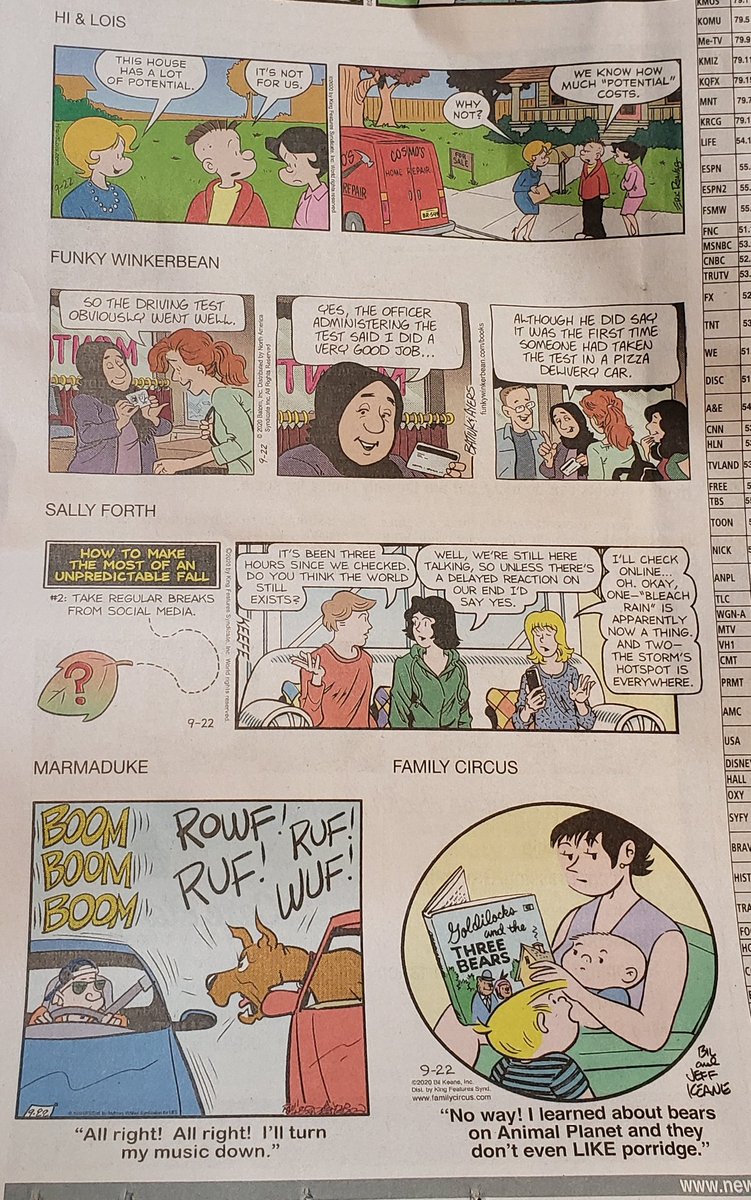 Once again, the other strips are making Sally Forth look like Doonesbury most days. I wonder how long some of these strips will be able to remain frozen in pre-COVID reality