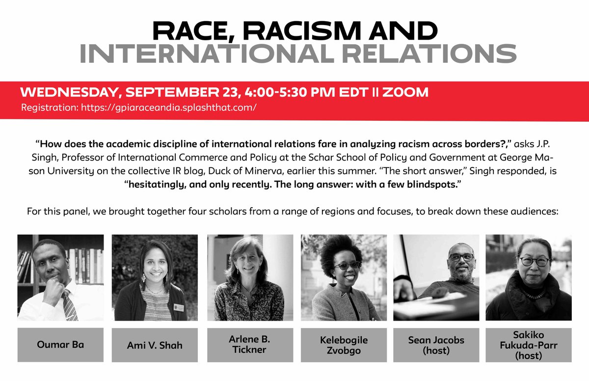 PLUNEWS's tweet image. PLU global studies and anthropology professor Ami Shah (@seenfromafar) will be on a (virtual) panel hosted by @thenewschool discussing "Race, Racism and International Relations" tomorrow (Weds) at 1(PT). Registration and details: gpiaraceandia.splashthat.com