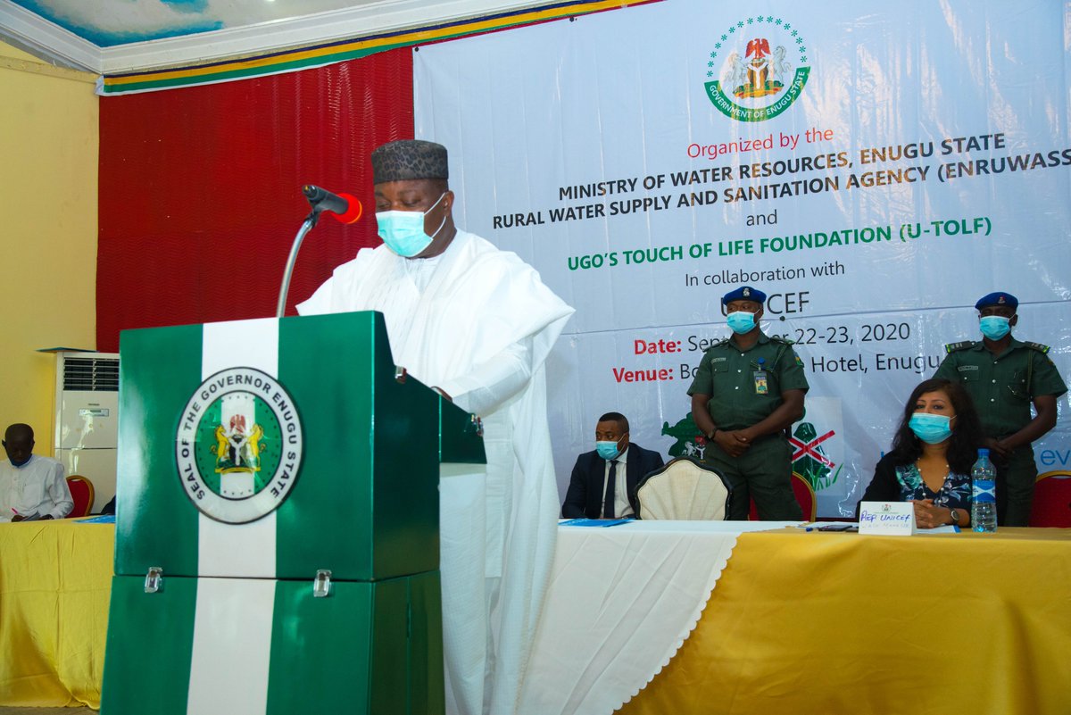 UNICEF_Nigeria's tweet photo. Earlier today, UNICEF in collaboration with the Enugu State Water &amp; Sanitation Agency, convened a meeting to draft the 'Open Defecation-Free Strategy'. Gov Ifeanyi Ugwuanyi reiterated his commitment to work with UNICEF to ensure Enugu achieves open defecation-free status by 2025. https://t.co/cqaCdYryi5
