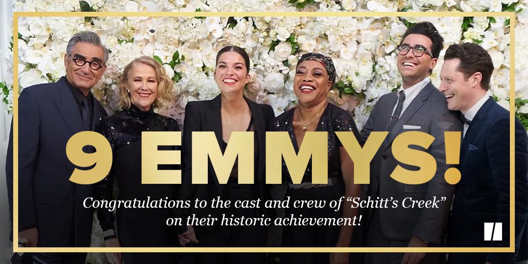 These people (here pictured, and the ones we hold in our hearts). This show. This night. Forever grateful. For every single one of the souls who helped us get here. The joy was real, fam. #frans @SchittsCreek @CBC @SchittsCreekPop #Emmys2020