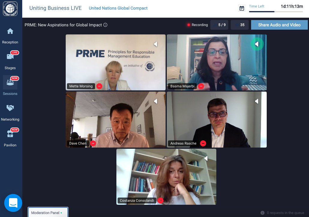 PRMESecretariat's tweet photo. Happening now at #UnitingBusiness LIVE Global Impact Forum on sustainable finance in education 📚💲

Moderator: Andreas Rasche
Panelists: Dave Chen, Basma Majerbi, Costanza Consolandi

#sustainablefinance #sustainabilityeducation #impactinvesting https://t.co/KUXprIp7eL