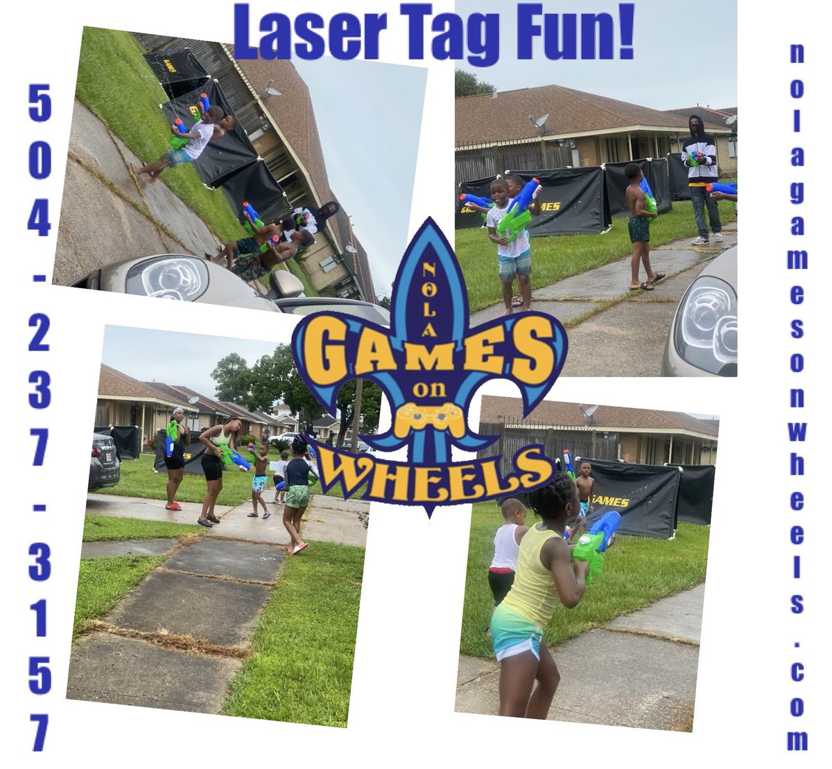 NOLAGames's tweet photo. When you combine laser tag with water guns it’s a recipe for major fun! For more info or to book your next event with us give us a call at (504)237-3157 or visit our website at https://t.co/bqE4t16dnE https://t.co/SE5Xv9VgFp