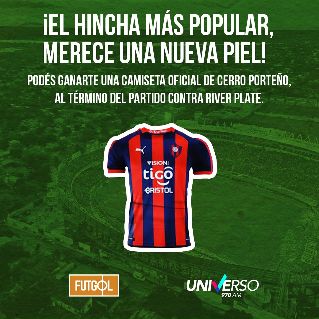 🤔 ¿Querés ganarte la camiseta oficial de Cerro Porteño?
🤗Podés participar siguiendo estos pasos:

✅ Dale RT a esta publicación.

✅ Seguí la cuenta de #Futgol en Twitter.

El sábado, al término del partido del #Ciclón, anunciaremos al ganador o ganadora.

¡Mucha suerte!😊🙌🤗