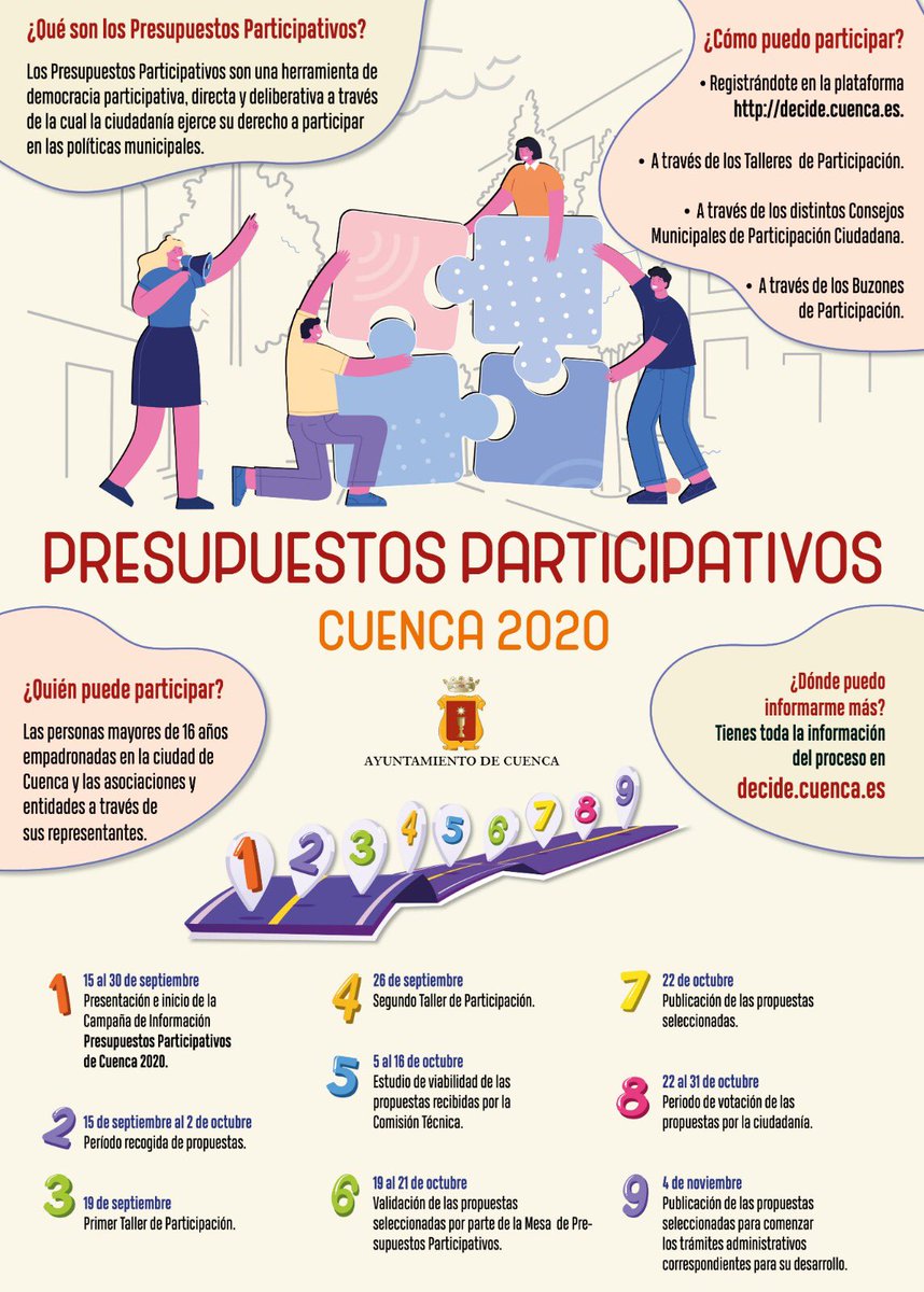 aytocuenca's tweet photo. Hasta el 2️⃣ de octubre tienes de plazo para presentar tus proyectos de los Presupuestos Participativos 2020.

Tienes toda la información ℹ️ en https://t.co/k6WBHeRLo7 

#CuencaDecide #CuencaParticipa #PresupuestosParticipativosCuenca2020 https://t.co/S15h3rf8iM