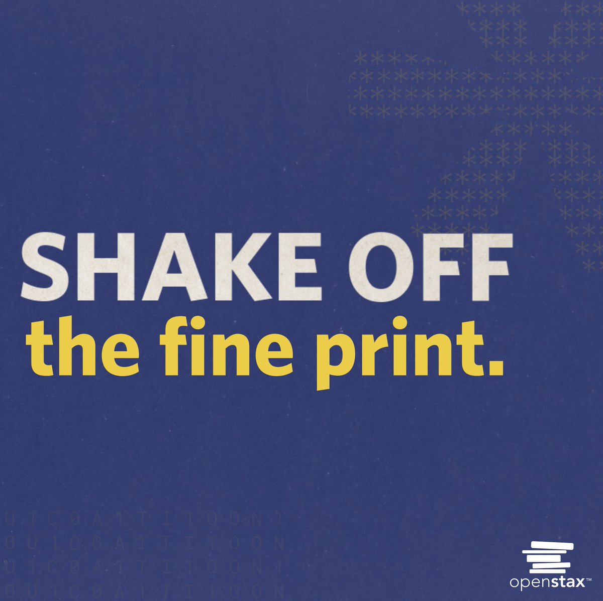 OpenStax's tweet photo. Learn about why we should all be shaking off the fine print on #automatictextbookbilling at https://t.co/vuFiseyZZv
Join the conversation π #FreeTheTextbook https://t.co/ieKnSTau6T