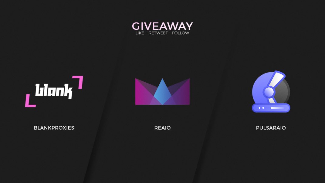 BlankProxies's tweet image. ⚡️ HUGE GIVEAWAY! ⚡️ 

5x @BlankProxies 2GB Resi Data
1x @RE_AIO Copy
1x @PulsarAIO Copy

🚨 Rules To Enter 🚨 
- Follow all accounts 🎁
- RT 🎉
- Tag a Friend 💫

Good Luck! Winners drawn in 7 days 🥳