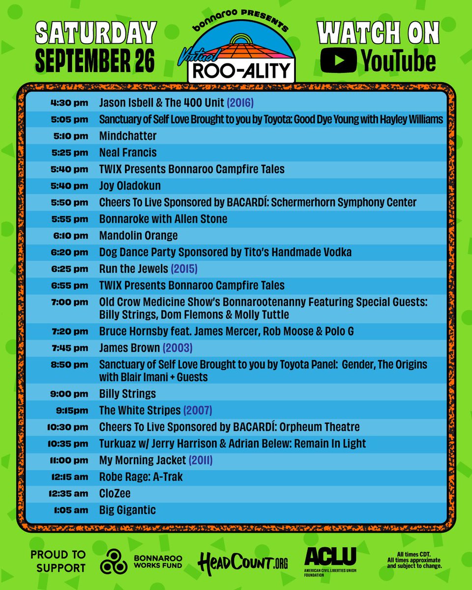 Bonnaroo livetream schedule