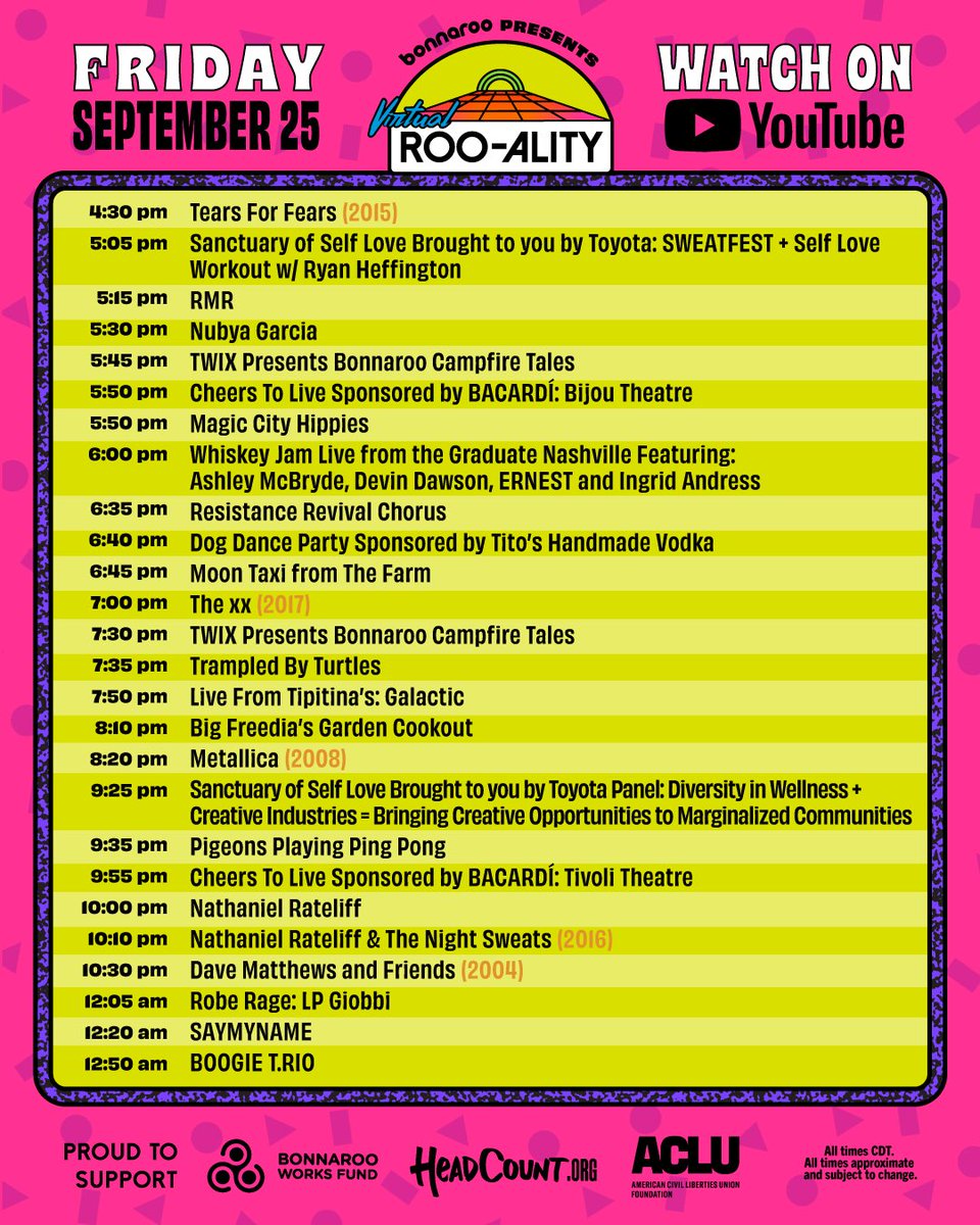 Bonnaroo livetream schedule