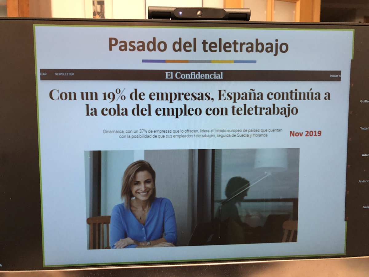 JuanMartinez's tweet photo. Nos comenta @JoanClotet las #apps más #descargadas durante el #Covid_19 y los #niveles de #teletrabajo previos a la #pandemia en #España en #jornadas #employerbranding en @ZGZActiva https://t.co/kFV7FgLj43