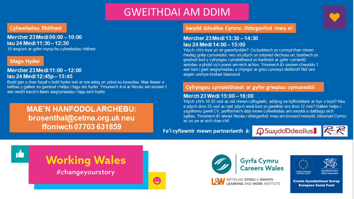 RR_Training's tweet photo. We still have places left on these! Booking Essential...

#changeyourstory #The60 #AdultLearnersWeek #ALW2020 @LearnWorkCymru @RR_Training @JobsmartW https://t.co/gWpEnTTsKg