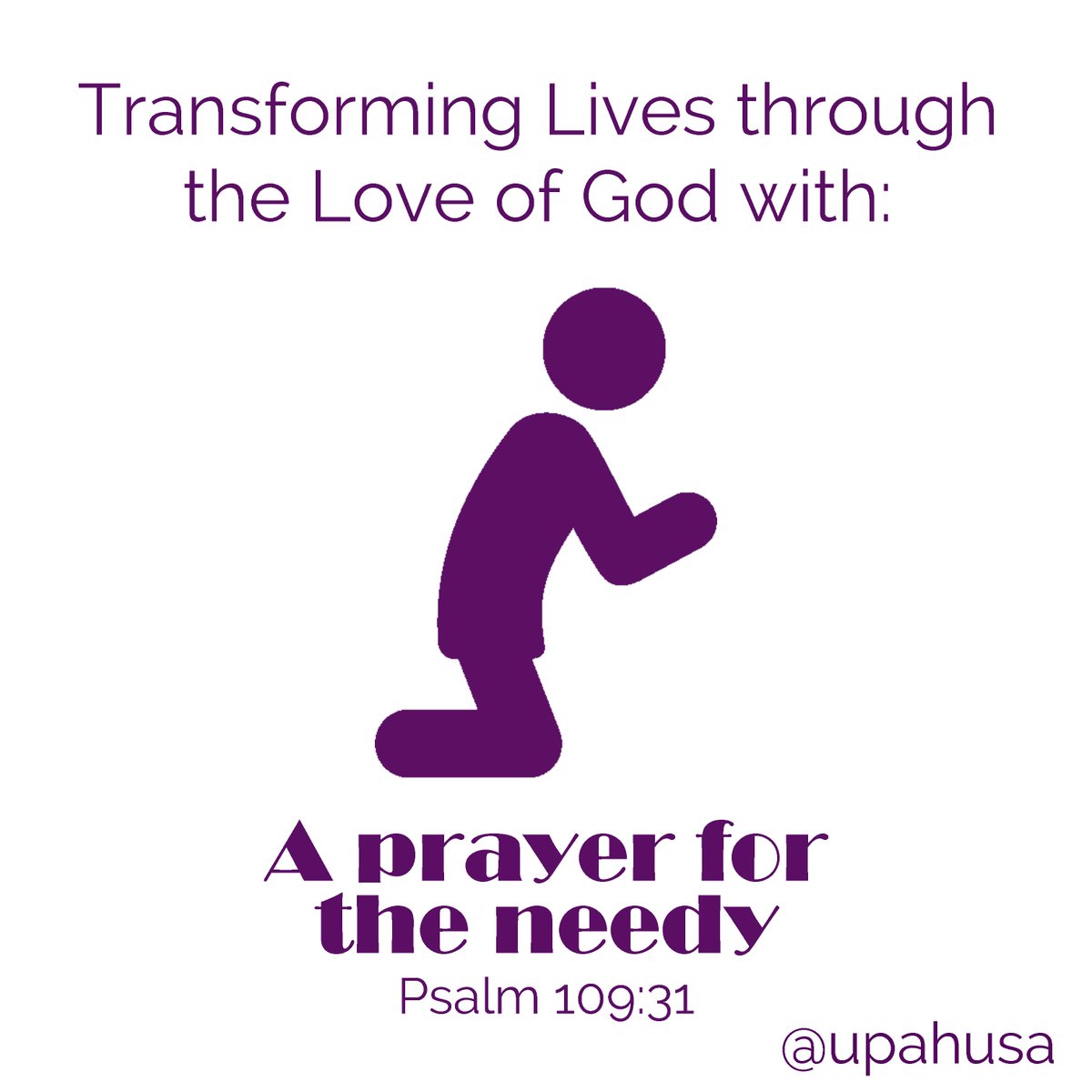 UPAHusa's tweet photo. Psalm 109:31
For he stands at the right hand of the needy, to save their lives from those who would condemn them.
#God #Jesus #HolySpirit #HisWord #LiveHisWord #PrayHisWord #TheBookisbetter #TheBible #September #Transforming #Lives through the #Love of #God #Forgiveness https://t.co/FzFUdrGzVc