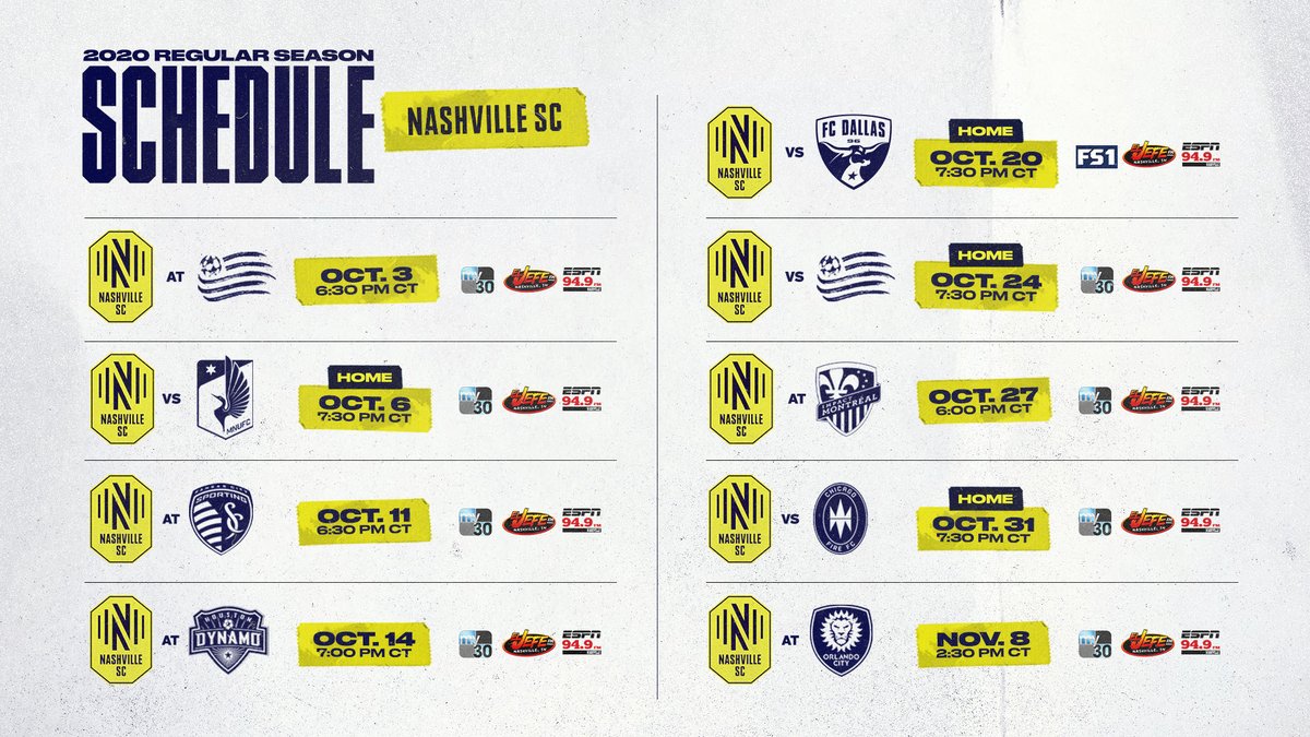 Nashville Sc The Rest Of Our Inaugural Mls Schedule Is Out And We Re Excited To Welcome A Limited Capacity Of First String Members Back To Nissan Stadium For Our Home Nashville Sc The Rest Of Our Inaugural Mls Schedule Is Out And We Re Excited To Welcome A Limited Capacity Of First String Members Back To Nissan Stadium For Our Home