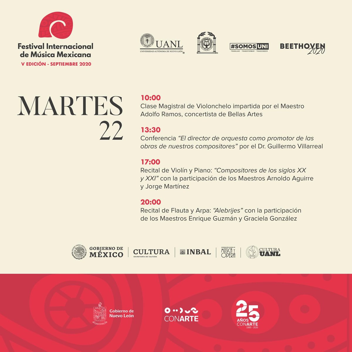 fimmmty's tweet photo. Continuamos con las actividades del V Festival Internacional de #MusicaMexicana. Aquí la cartelera.

¡No te lo puedes perder!

#SomosUni
#SomosFAMUS

@FAMUS_UANL @uanl @conartenl @MusicaINBA https://t.co/Y3lwKOONiE
