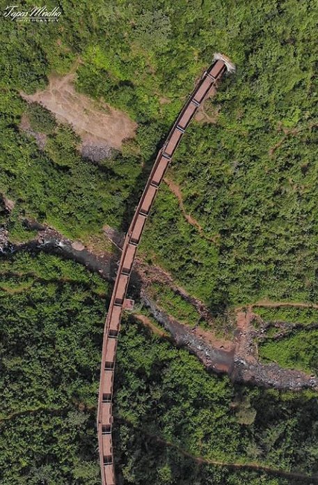 This train line is built specially to carry iron ore to Visakhapatnam port from the mineral reserves of Odisha and Chhattisgarh state. *Iron ores fines transported from mines at Bailadila through this train line to Vizag port for export and for consumption of the area.2/n