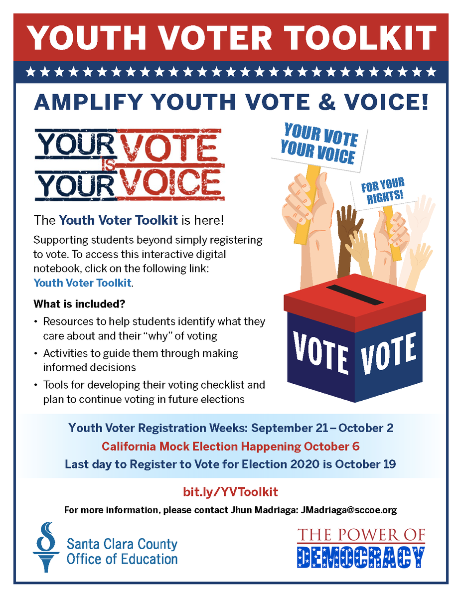 #NationalVoterRegistrationDay Youth Voter Toolkit! Digital notebook to help students make important decisions about how to use their voice and vote! @PacadaVision