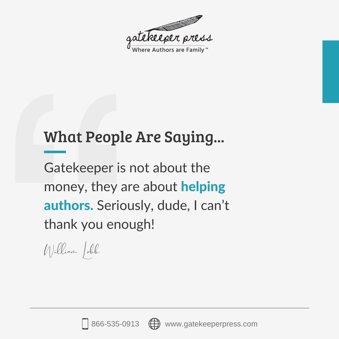 We are all about helping authors! ⭐⭐⭐⭐⭐

Get a free consultation here: gatekeeperpress.com