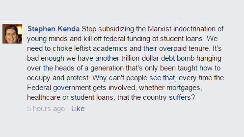 Some of these GOP  #NHHouse candidates sound a little extreme.  #nhpolitics“Stop subsidizing the Marxist indoctrination of young minds and kill off federal funding of student loans. We need to choke leftist academics and their overpaid tenure.” - Stephen Kenda, R-Bedford (2015)