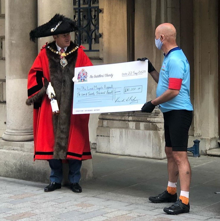 The Distillers 500 charity bike ride is complete! Welcomed to London by The Lord Mayor, our Master Kenny Mackay, presented a cheque for £20k to <a href="/LMAppeal/">Lord Mayor's Appeal</a> <a href="/futureyz/">Future Youth Zone</a>  #distillers500 #twcdlondon #fundraiser #bikeride  #futureyouthzone #thelordmayorsappeal #citygivingday #CGD #GoRed