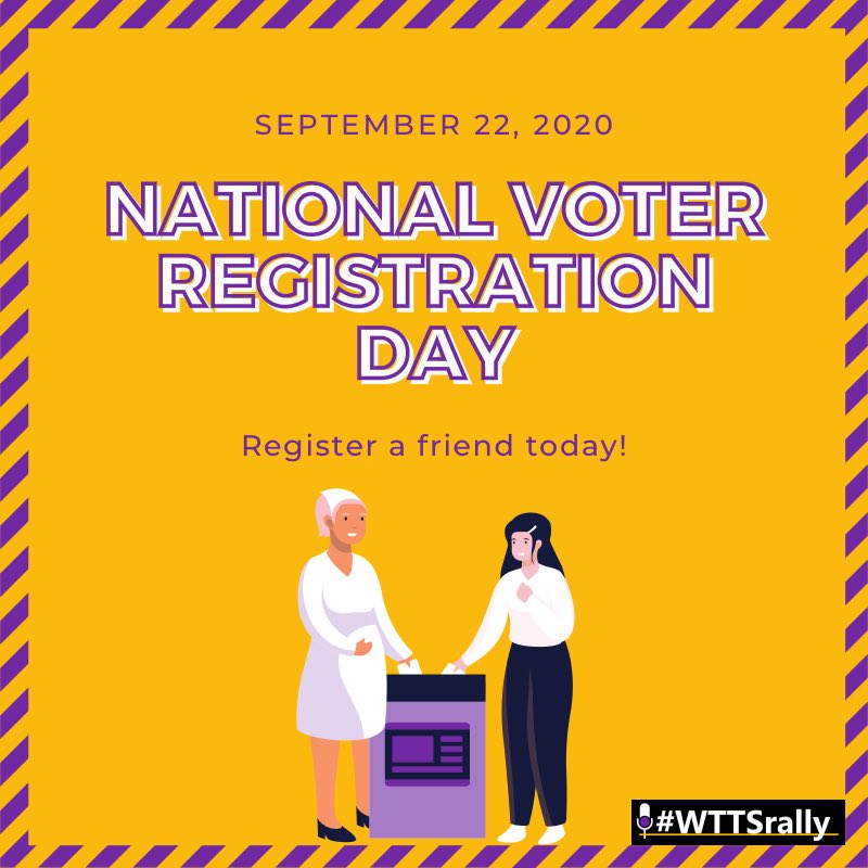 Today is National Voter Registration Day! Visit vote.org to check your registration status, register to vote, request an absentee ballot, and more!
