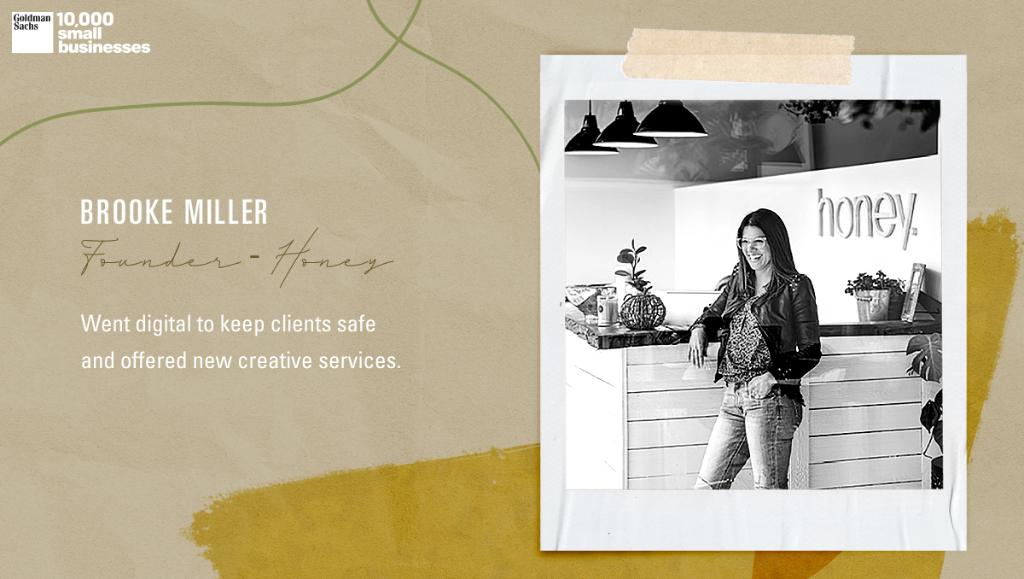 GS10KSmallBiz's tweet photo. In response to #COVID19, #10KSBgrad Brooke expanded Honey Space for Moms to offer virtual therapy sessions, activities for kids, and support for parents. This #SmallBusinessWeek, we celebrate all entrepreneurs doing the difficult work of pivoting, innovating and driving forward. https://t.co/u15L7uuWJm