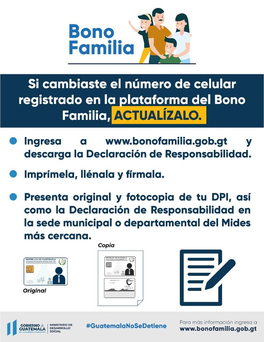 Mides On Twitter Si Cambiaste El Numero De Celular Registrado En La Plataforma De Bonofamilia Actualizalo Guatemalanosedetiene Juntossaldremosadelante Https T Co Idctucqpns