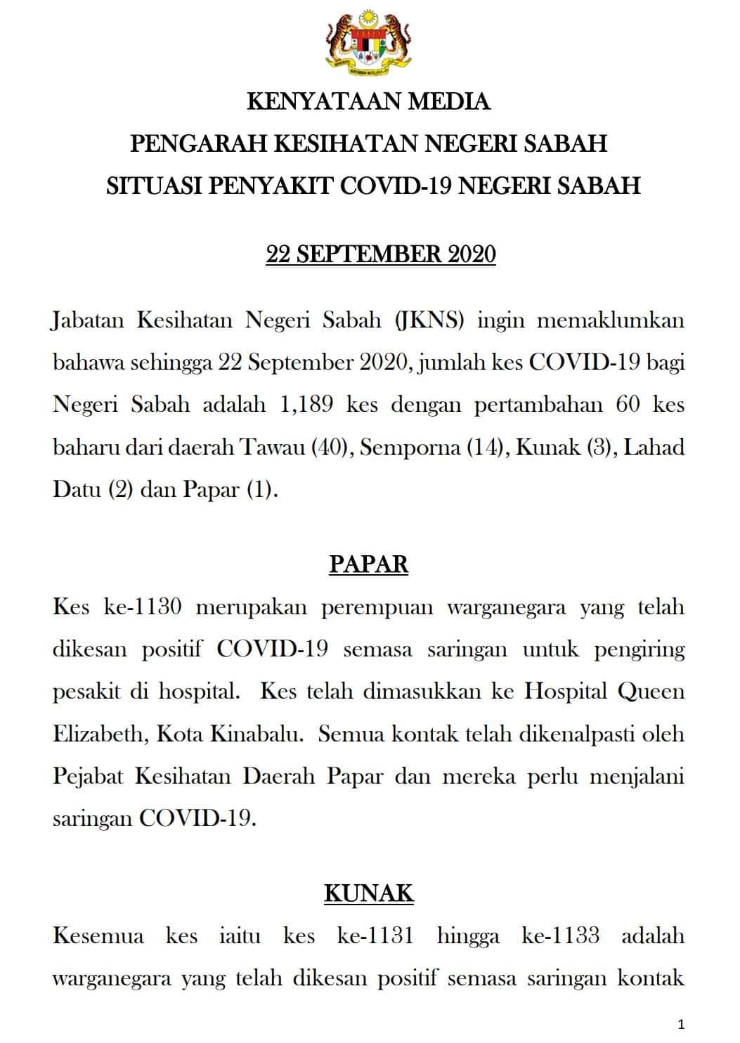 Pejabat kesihatan papar