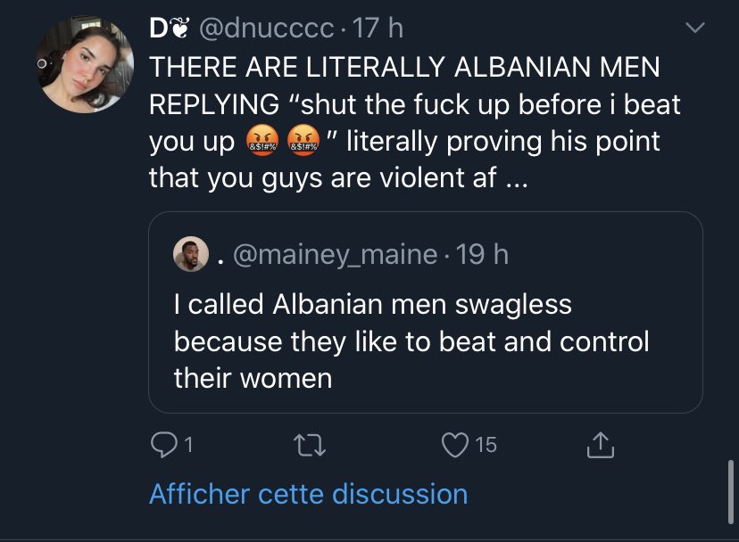 Their specialty is to provoke Albanians, to generalize all Albanians, even to be racist towards Albanians. And when normal Albanians respond to provocations (even without insults), girls in this diaspora write "the answers prove the tweet" it's a vicious circle