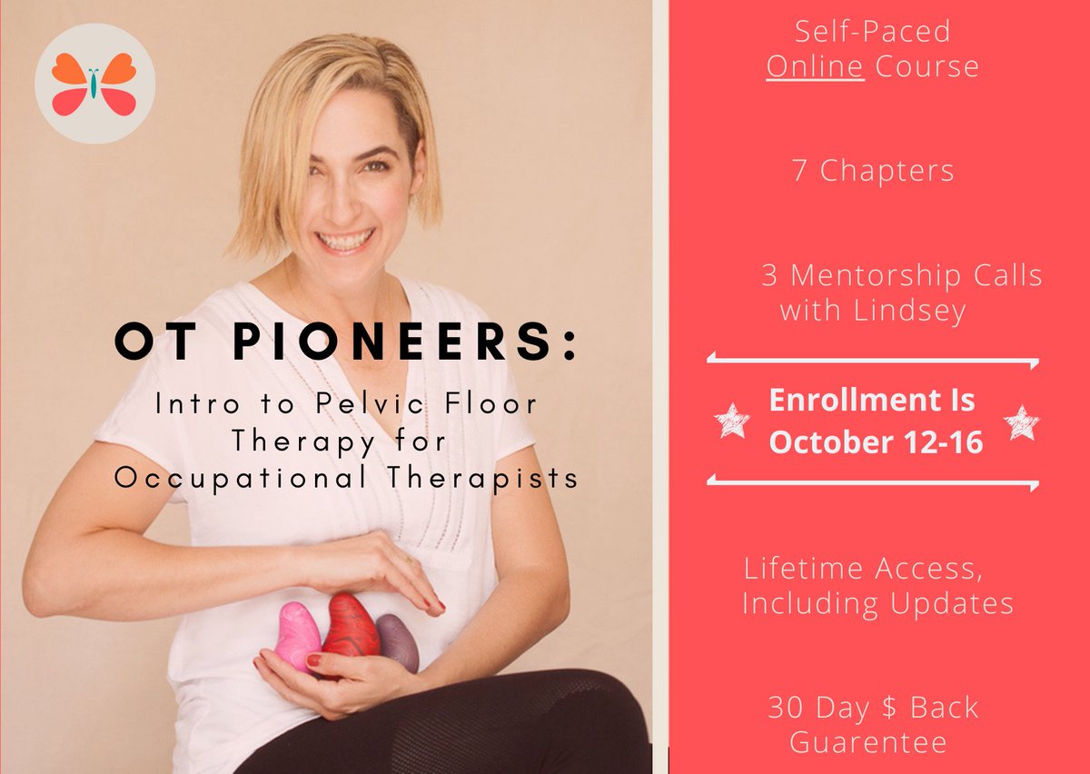 functionalpelvi's tweet image. Join the OTs in pelvic health revolution! My flagship online course, "OT Pioneers: Intro to Pelvic Floor Therapy for Occupational Therapists" opens for enrollment October 12-16, 2020! Along with the the Essential Pelvic Health lab, my course counts as Herman + Wallace PF1!